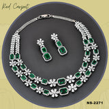 Designer Green Colored Stones Sterling Silver Necklace