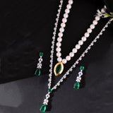 Designer Green Colored Stones Sterling Silver Necklace