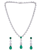 Designer Green Colored Stones Sterling Silver Necklace
