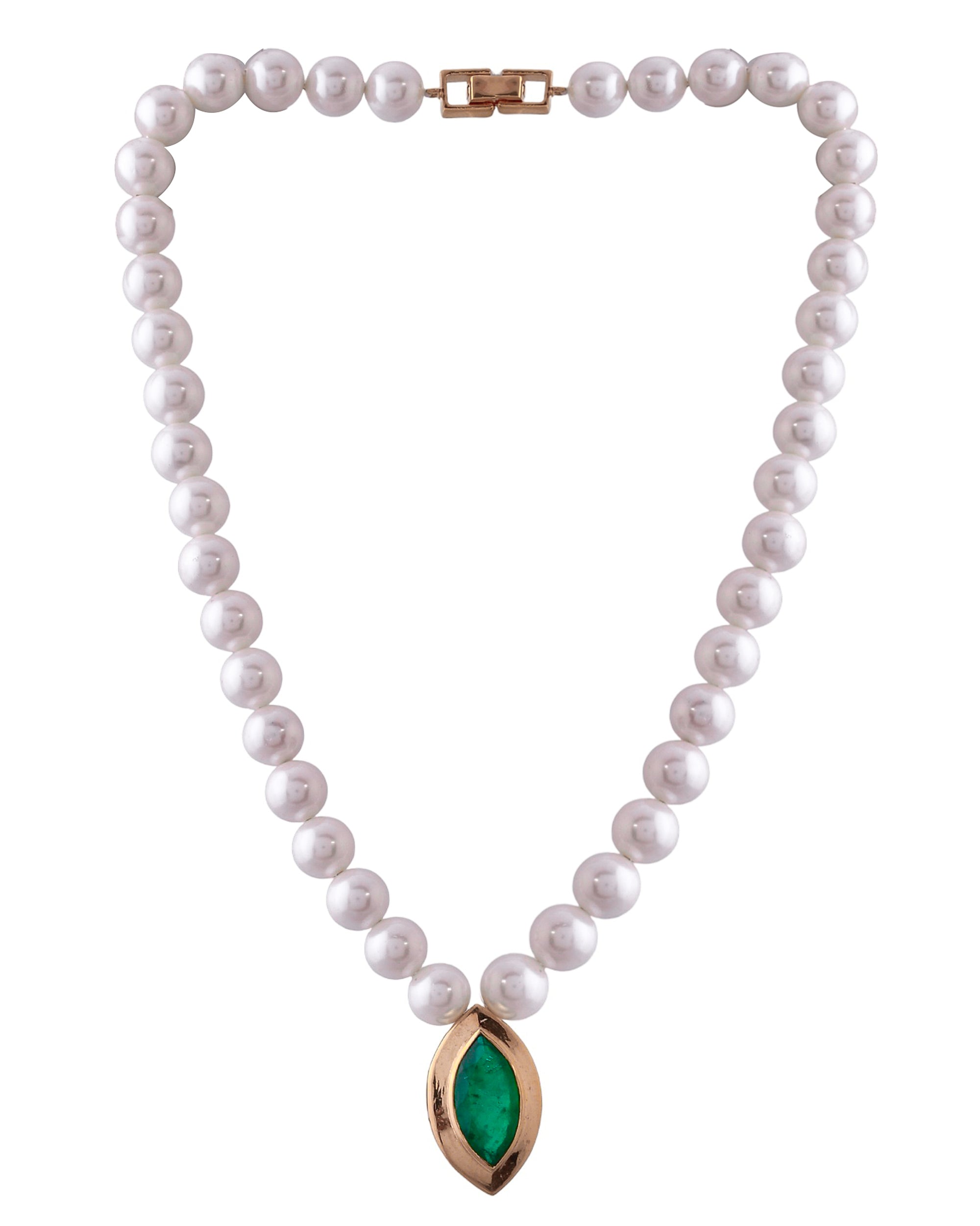 Designer Green Colored Stones Sterling Silver Necklace