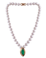 Designer Green Colored Stones Sterling Silver Necklace