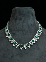Classic Green Cushion Stone Sterling Silver Long Necklace