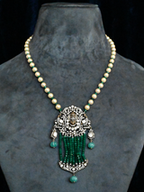 Tripati Balaji Kundan Polki Antique Gold Plated Sterling Silver Beaded Necklace