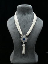 Designer Beaded Colored Stone Sterling Silver Necklace