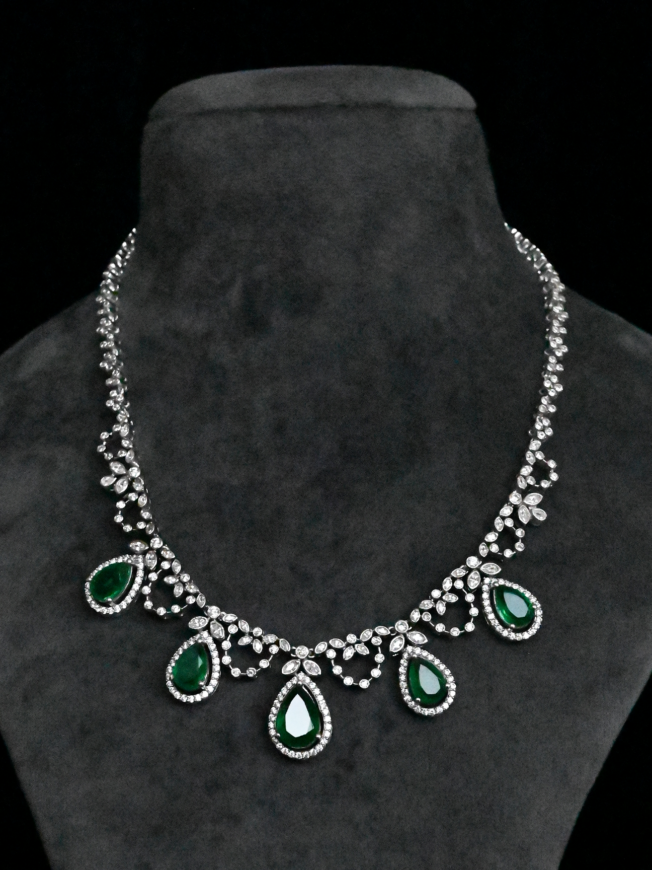 Designer Pear Drops Sterling Silver Necklace