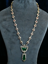 Fusion Ruby Emerald Kund an Polki Gold Plated Sterling Silver Necklace