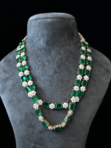 Emerald Classic two line gold plated sterling silver necklace