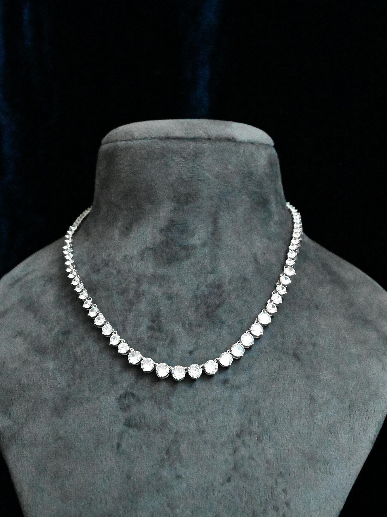 Classic Graduation Single Line Sterling Silver Necklace