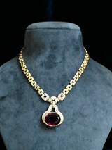 Contemporary Stylish Rhodolite Studded Gold Plated Sterling Silver Necklace