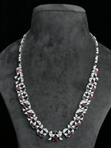 Designer Ruby and Black Enamel Stering Silver Necklace