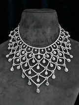 Bridal White Gold Style Sterling Silver Necklace Set