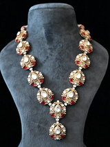 Traditional Ruby and Kundan Polki Gold Plated Sterling Silver Necklace Set