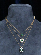 Western Style Multi Layer Gold Plated Emerald and Sterling Silver Necklace