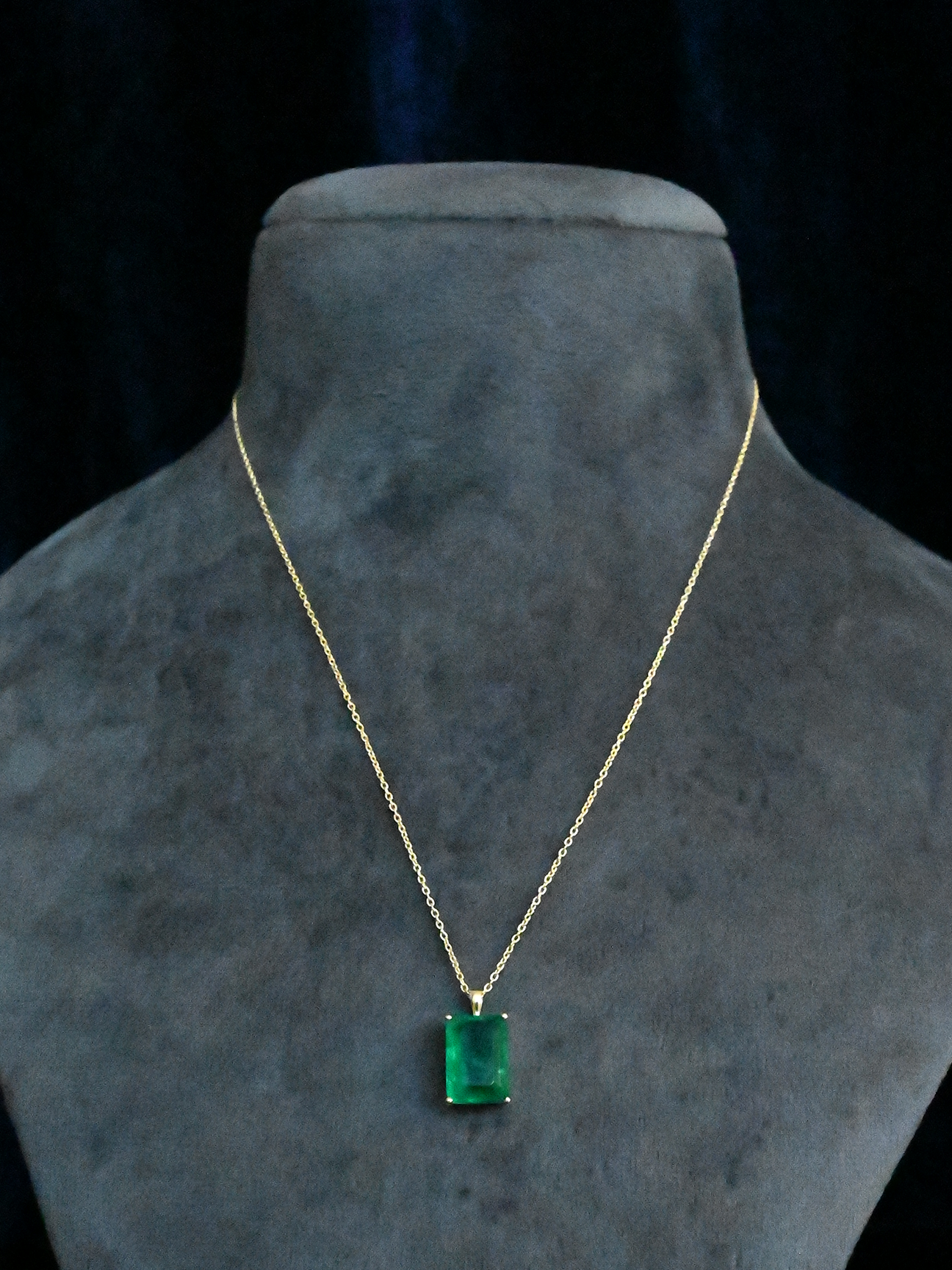 Classic Emerald and Gold Plated Sterling Silver Necklace