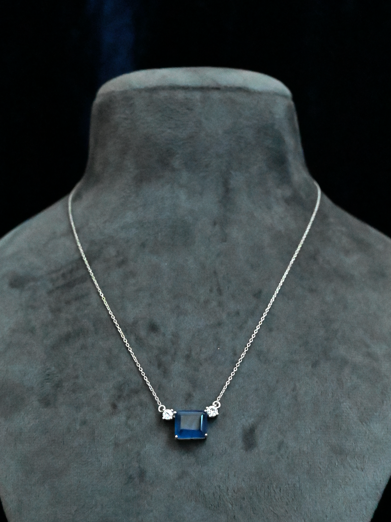 Classic Blue Sapphire Sterling Silver Necklace