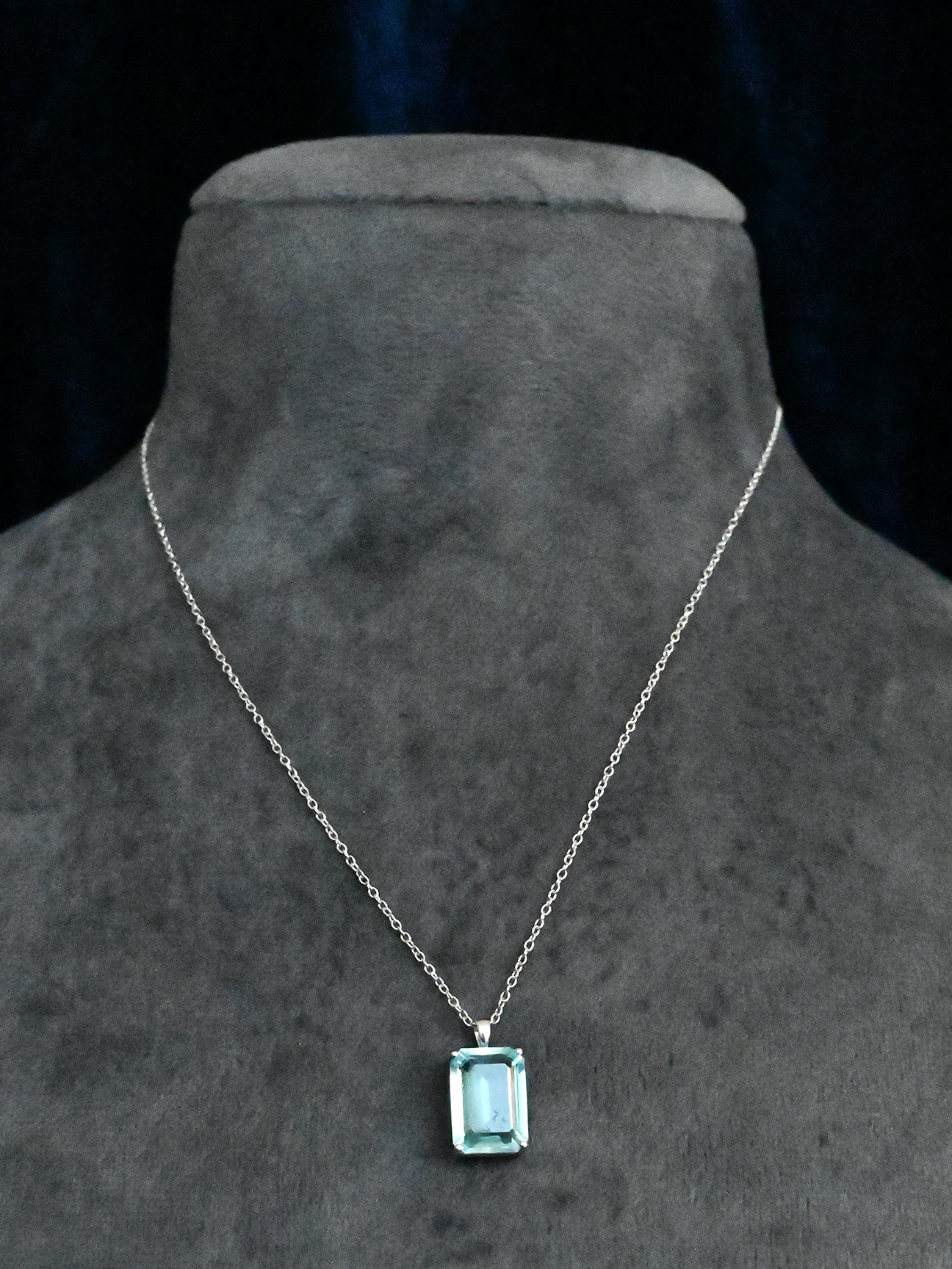 Classic Aquamarine Sterling Silver Necklace