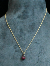Classic Tear Drop Rhodolite and Gold Plated Sterling Silver Necklace