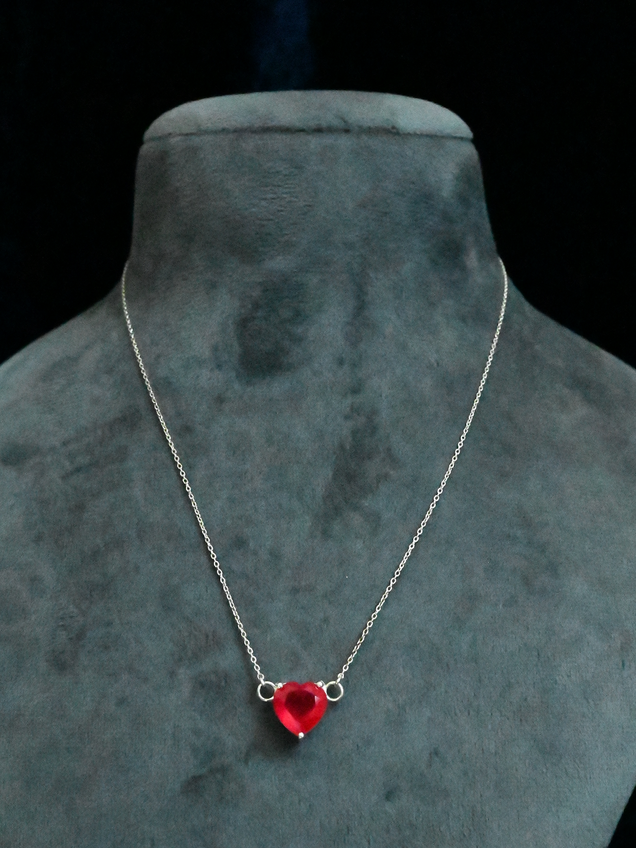 Ruby Heart and Gold Plated Sterling Silver Necklace