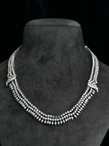 Floral Designer Three Line Sterling Silver Necklace