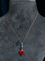 Ruby Heart and Sapphire Gold Plated Sterling Silver Necklace