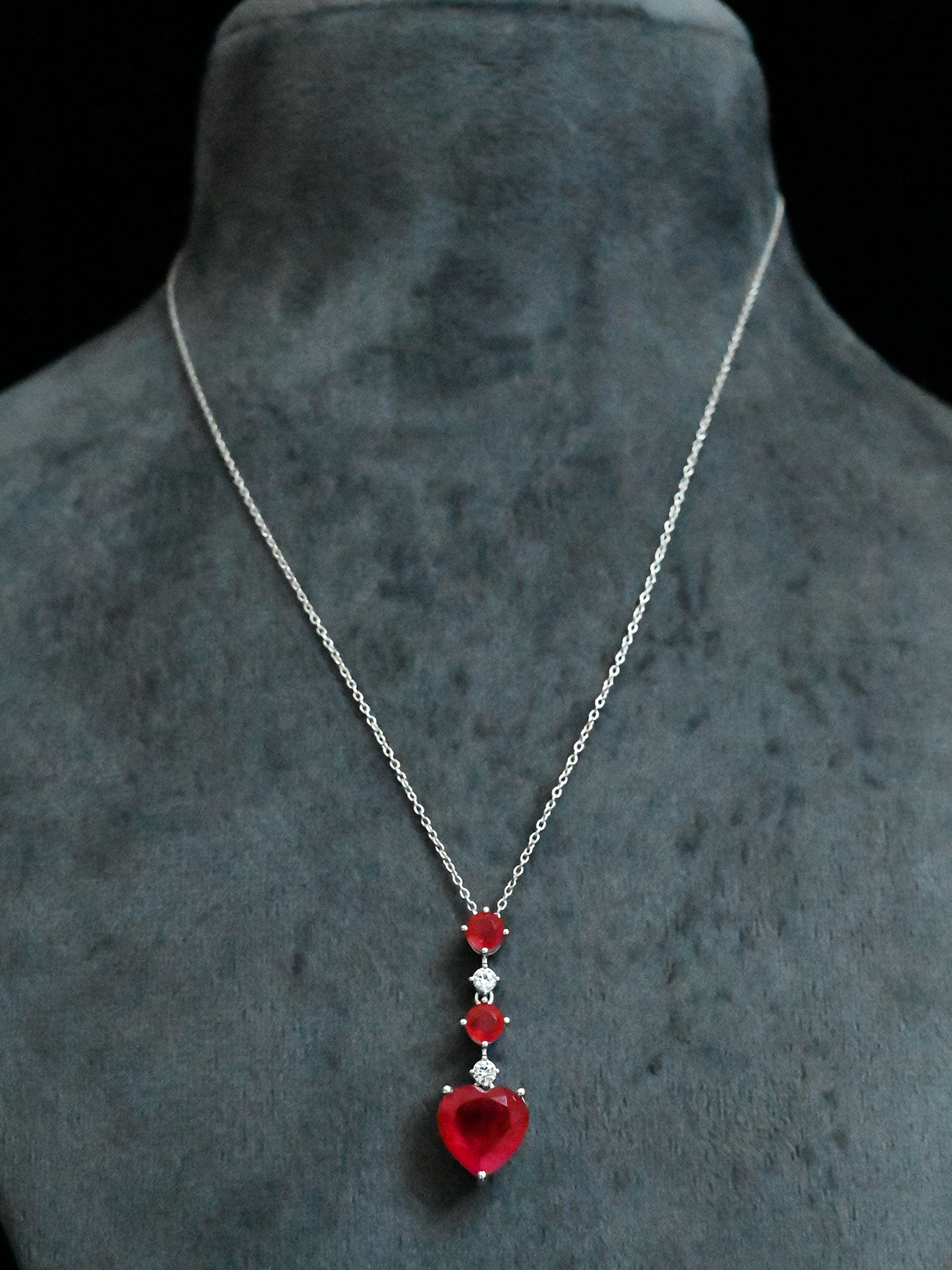 Ruby Heart Gold Plated Sterling Silver Necklace