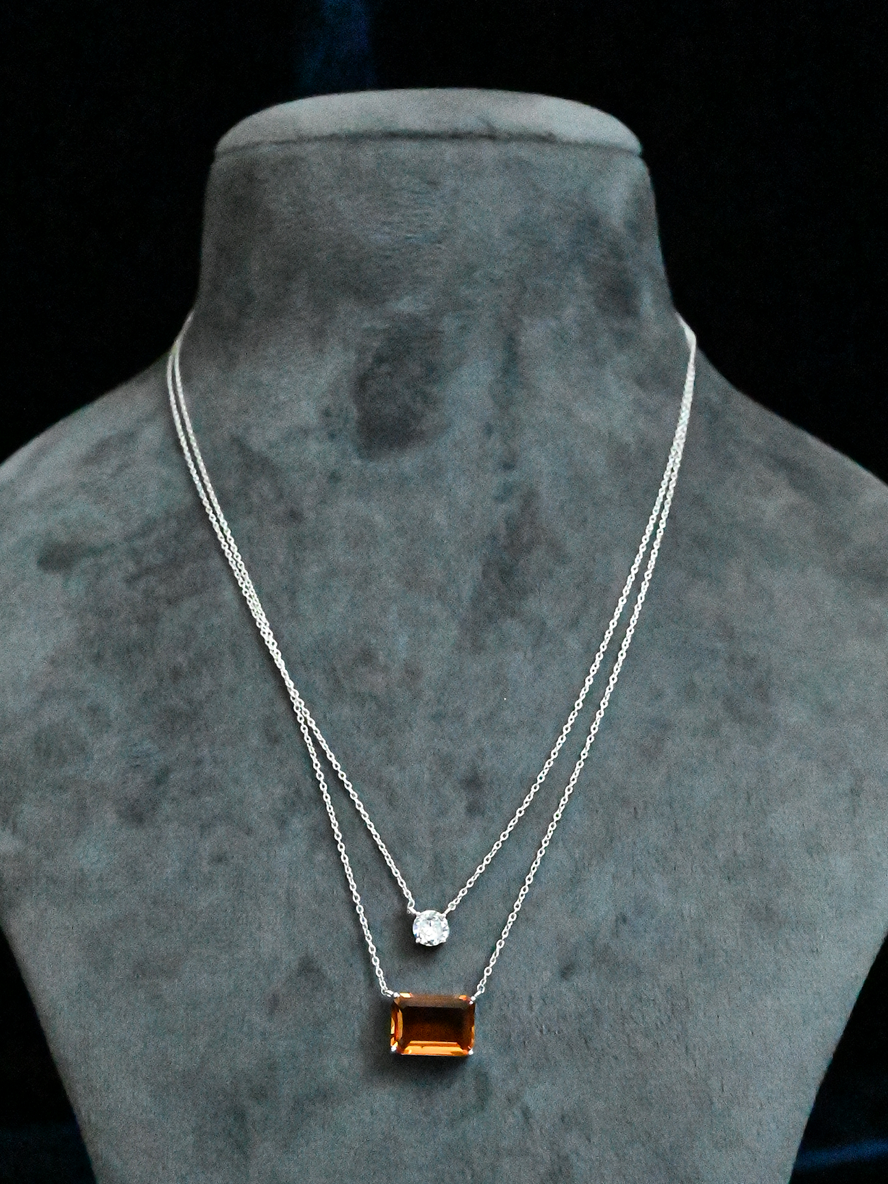 Bi Layer Citrine Sterling Silver Necklace