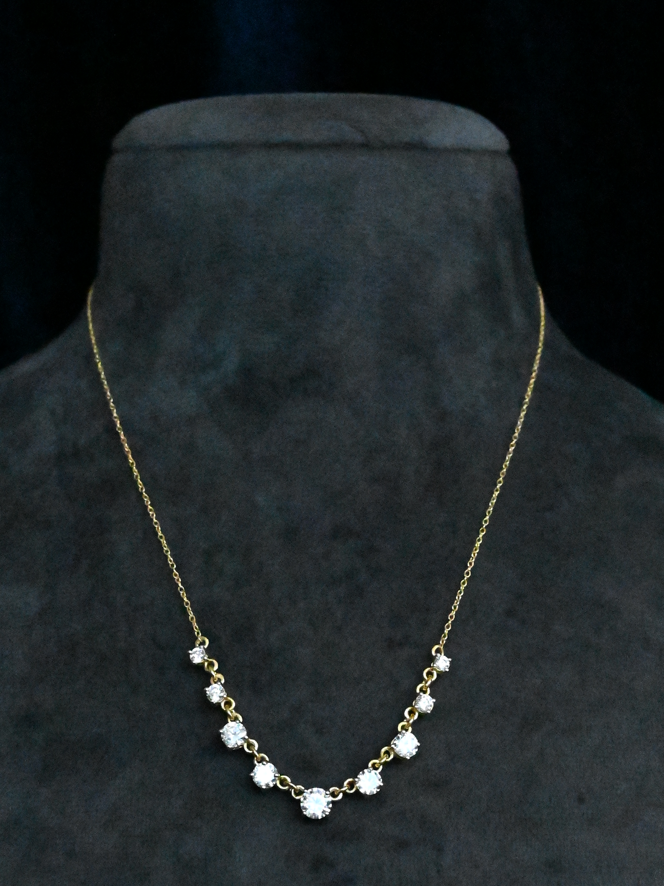 Classic Diamond Style Light Weighted Sterling Silver Gold Plated Chain Necklace