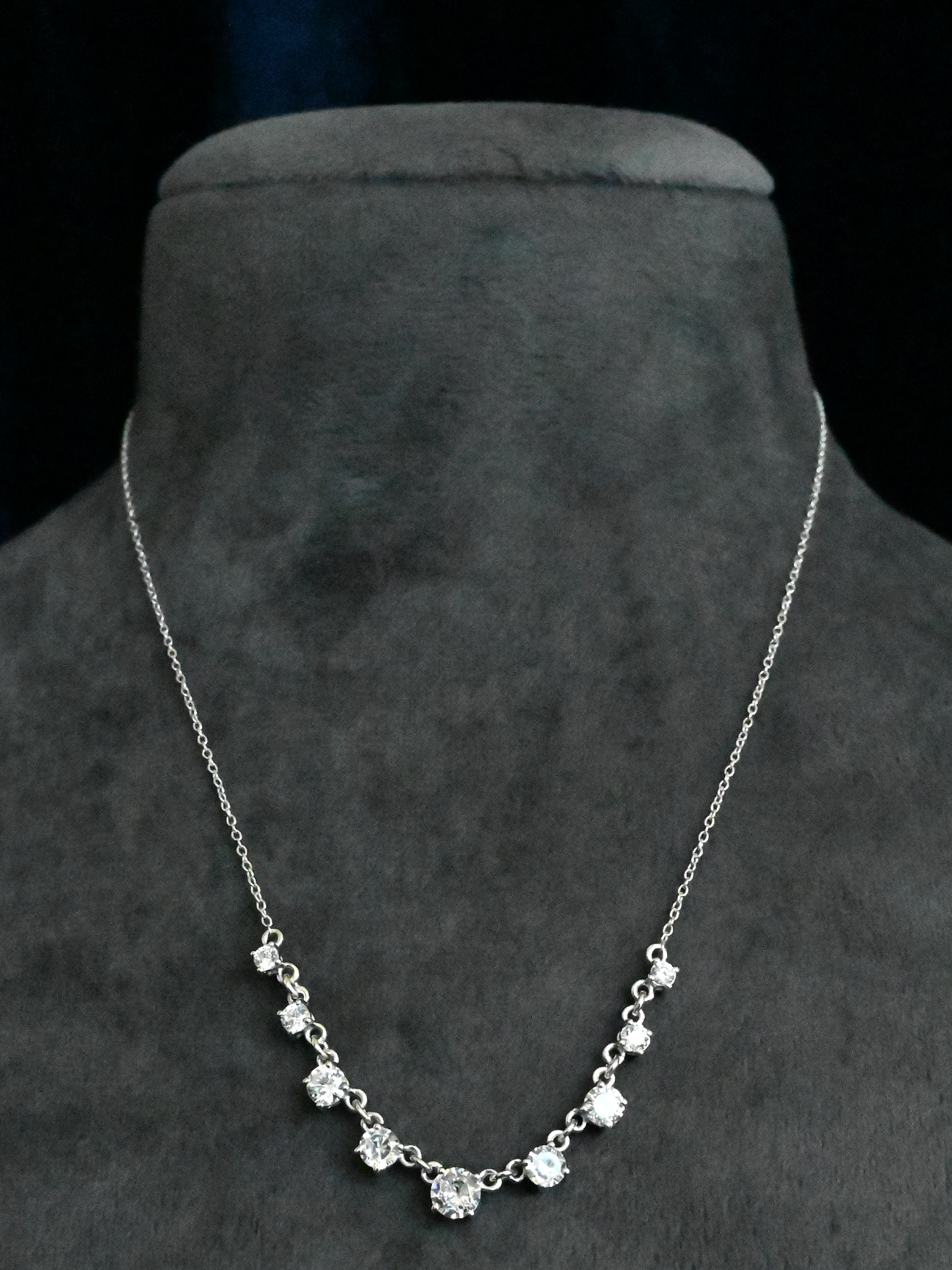 Classic Diamond Style Light Weighted Sterling Silver Chain Necklace