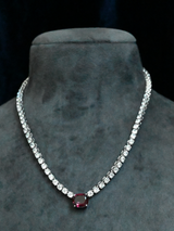 Classic Rhodolite and Diamond Gold Plated Sterling Silver Necklace