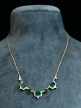 Emeralds Studded Gold Plated Sterling Silver Chain Necklace