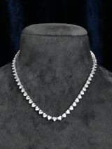 Single Line Heart Diamonds Sterling Silver Necklace