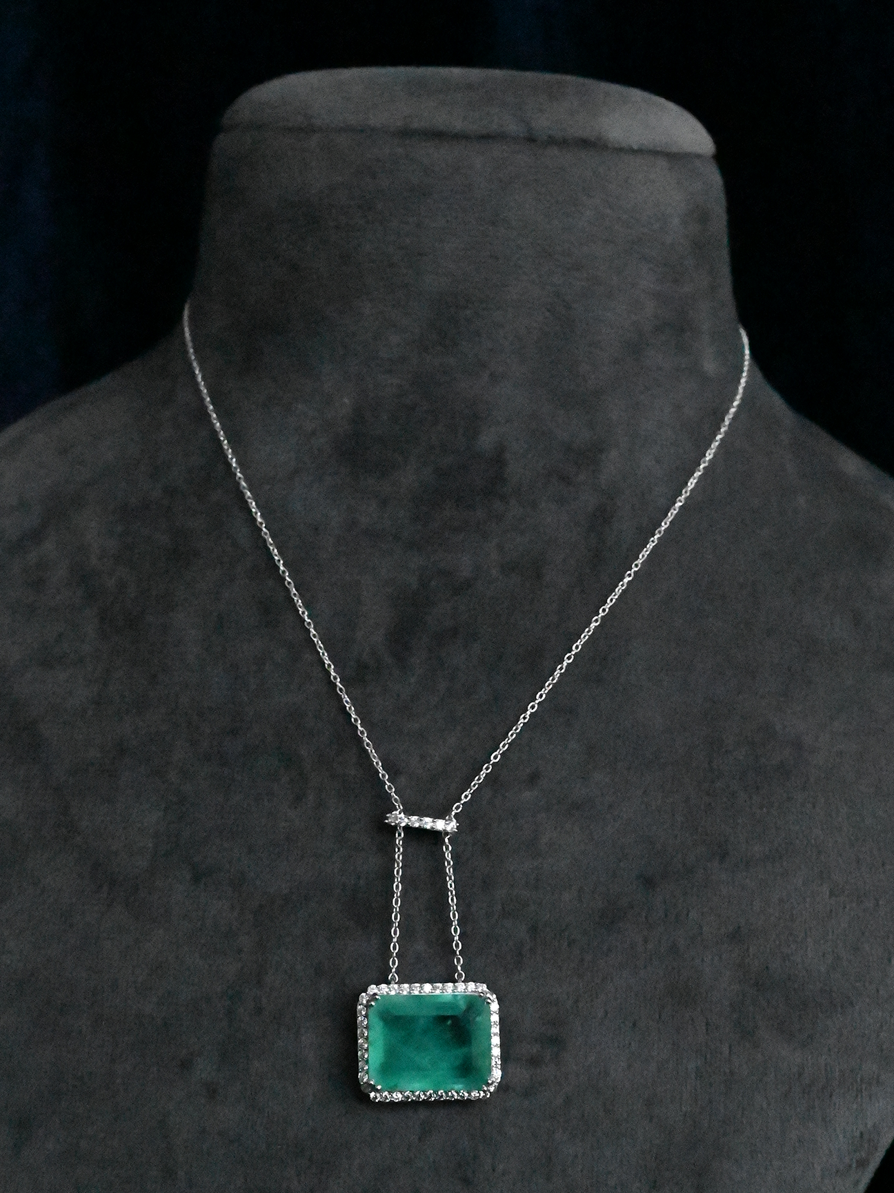 Columbian Emerald Sterling Silver Chain Necklace
