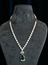 Classic Emerald and Kundan Polki Two Tone Gold Plated Sterling Silver Necklace