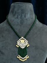 Lord Vishnu Design and Kundan Polki Gold Plated Sterling Silver Necklace