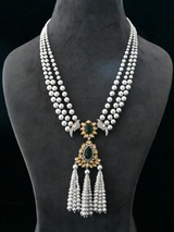 Emerald Carving Peacock Two Tone Gold Plated Sterling Silver Necklace