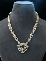 Bi-Color Tourmaline Carving Two Tone Gold Plated Sterling Silver Necklace