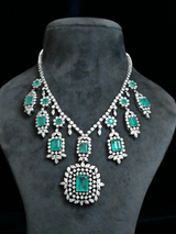 Columbain Emerald Designer Sterling Silver Necklace