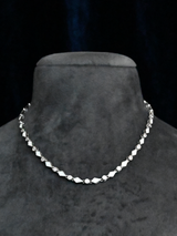 Single line White Enamel Sterling Silver Necklace