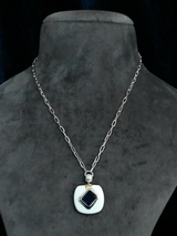 Perfume Bottle Inspired Emerald Studded Sterling Silver Necklace