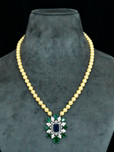 Emerald and Blue Sapphire Sterling Silver Necklace