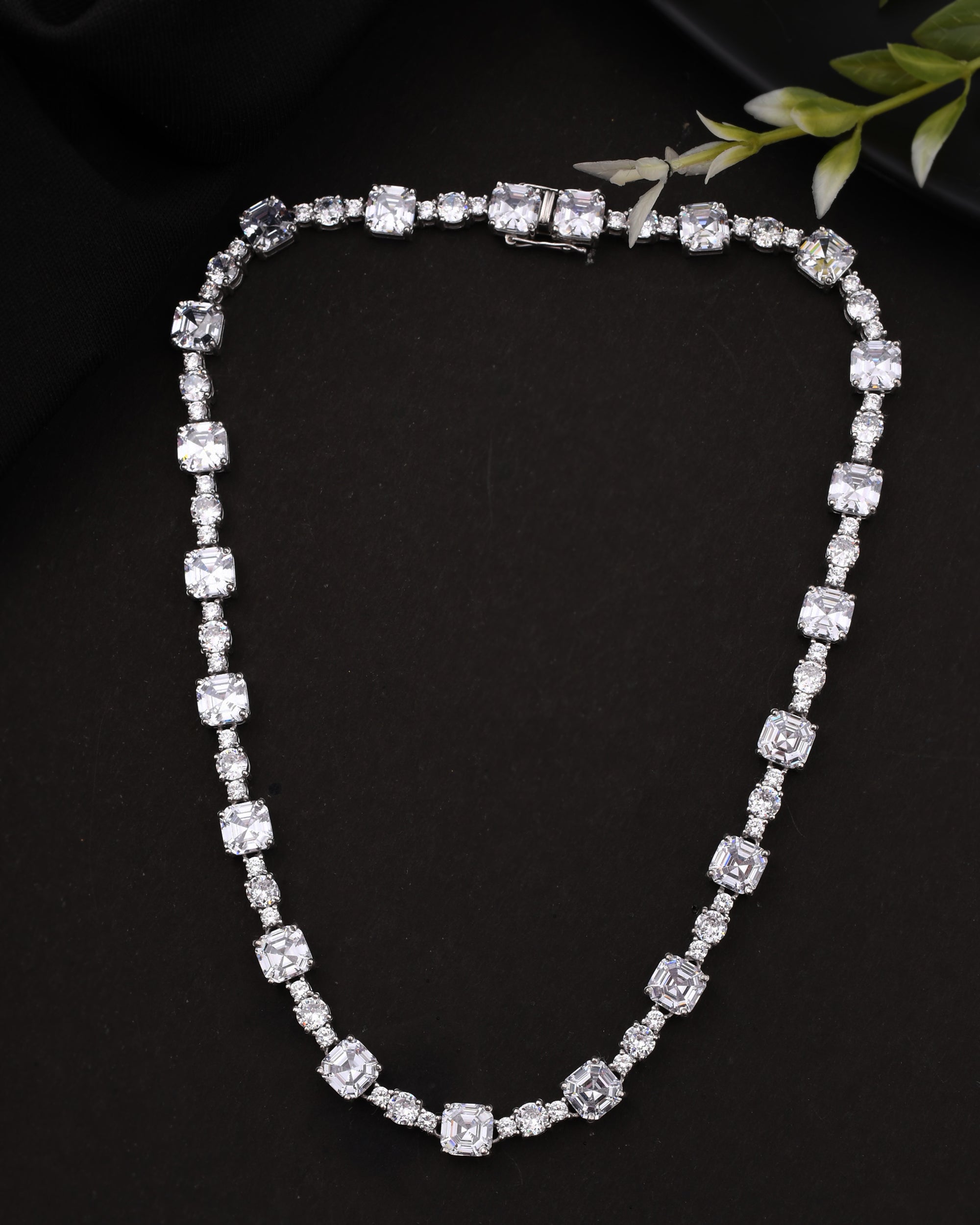 Ascher Cut White Gemstone Classy Necklace