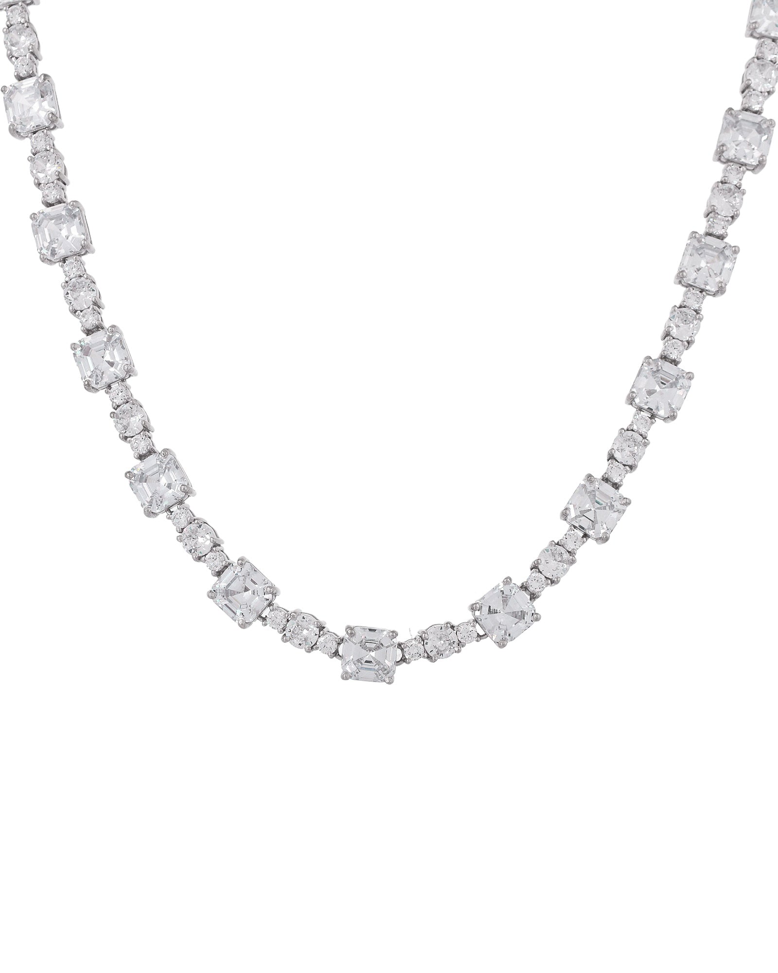Ascher Cut White Gemstone Classy Necklace