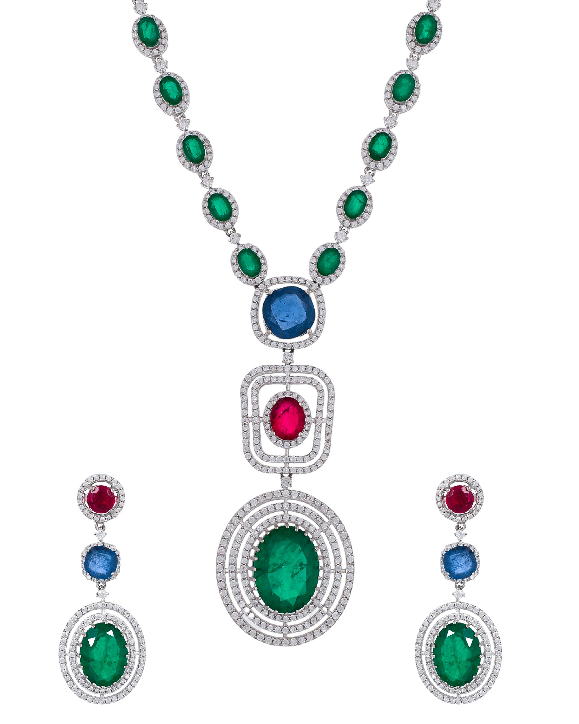 Precious Style Designer Silver Necklace Set