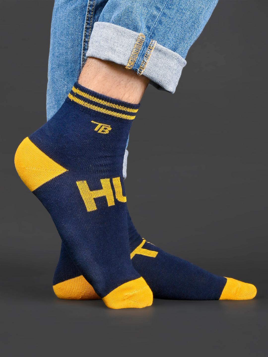 Buy Hustle Printed Blue Half-Length Unisex Pack of 1 Socks Online