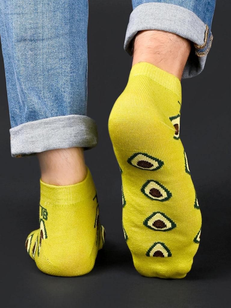 Foodie Avocado Printed Green Ankle-Length Unisex Pack of 1 Socks - Tistabene