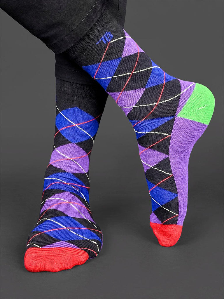 Geometric Printed Multicolor Full-Length Unisex Pack of 1 Socks - Tistabene