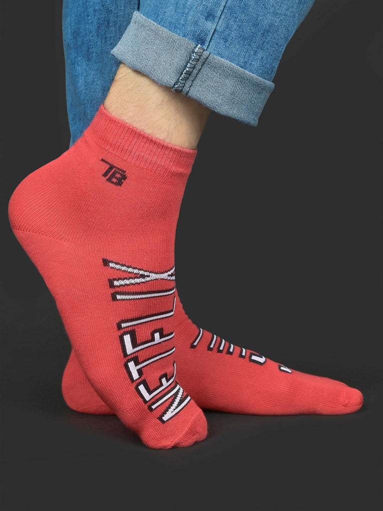 Netflix Printed Red Half-Length Unisex Pack of 1 Socks - Tistabene