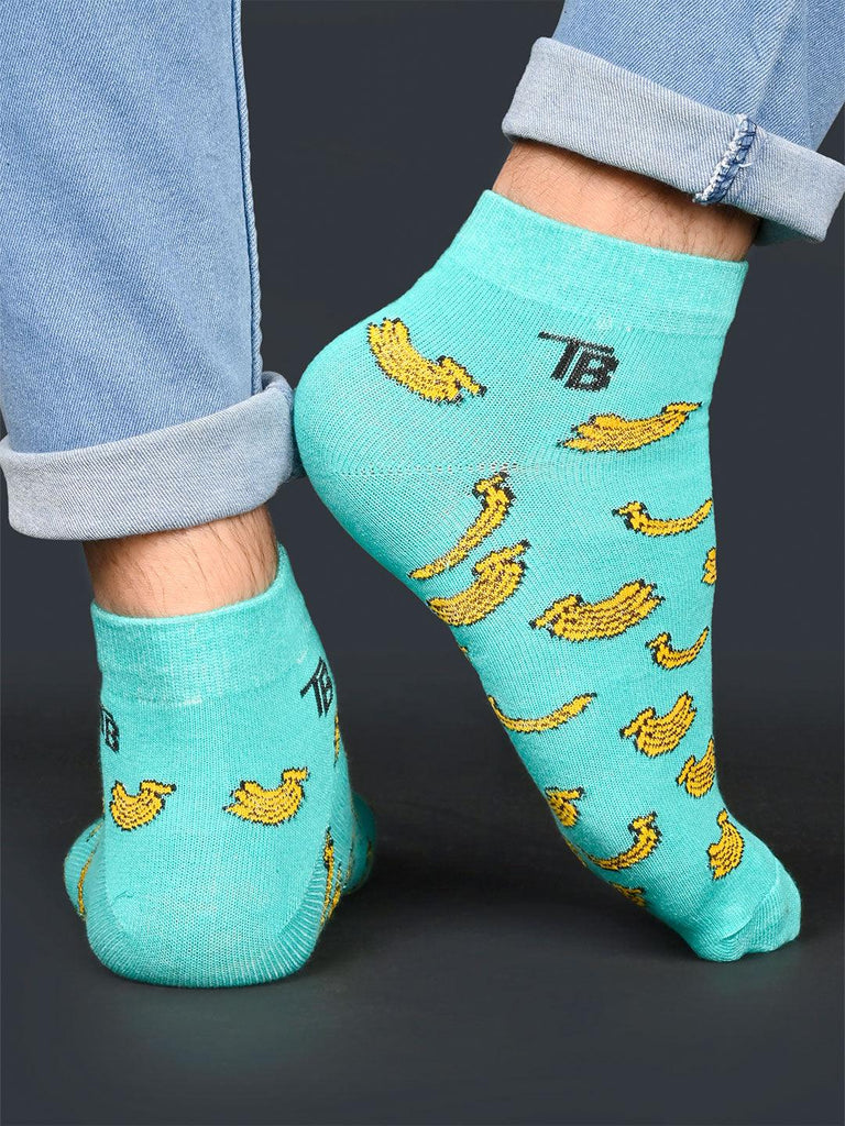 Banana Printed Green Ankle-Length Unisex Pack of 1 Socks - Tistabene