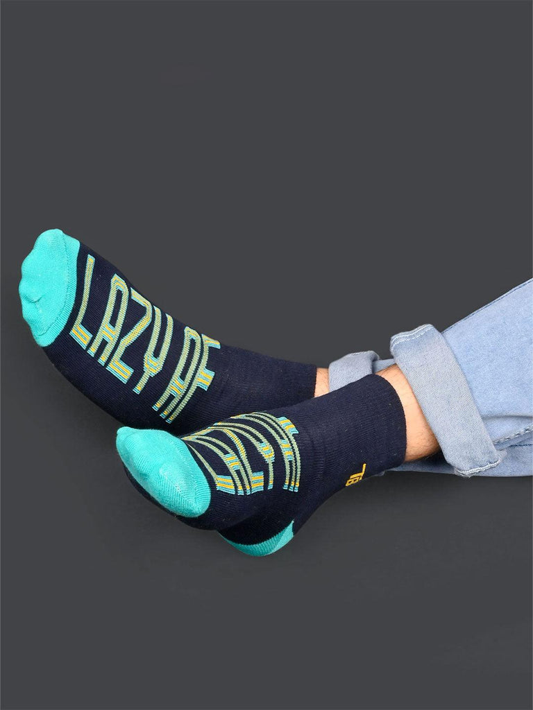 Lazy Af Printed Blue Half-Length Unisex Pack of 1 Socks - Tistabene