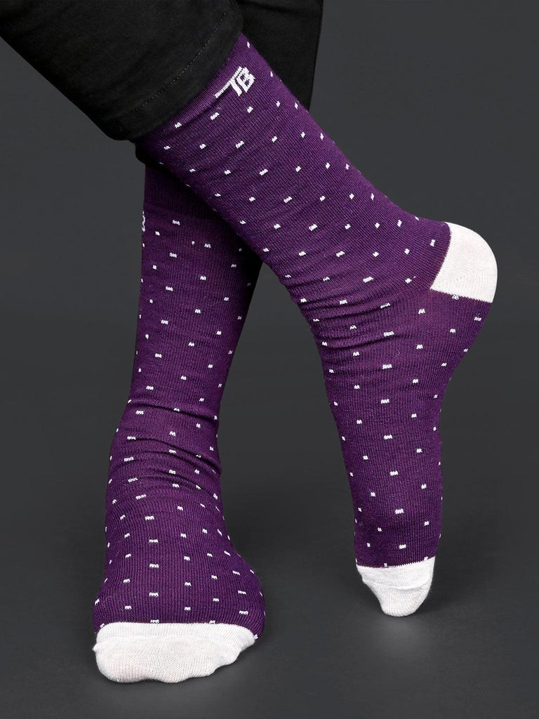 Polk Dots Printed Purple Full-Length Unisex Pack of 1 Socks - Tistabene